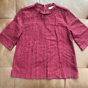 LOFT Lace Blouse - Garnet